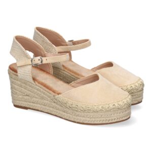 Cuñas Beige de Yute con Pulsera y Plataforma