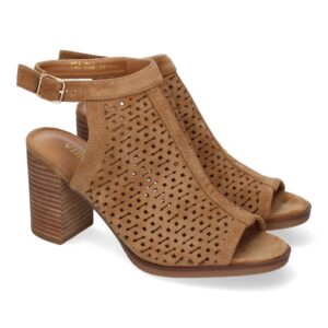 Sandalias Camel Caladas de Tacón Cómodo