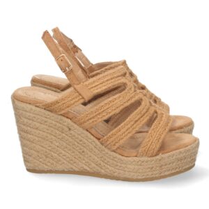 Sandalia Cuña Camel de Yute con Hebillas