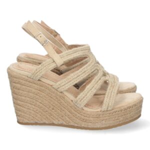 Sandalia Cuña Beige de Yute con Hebilla