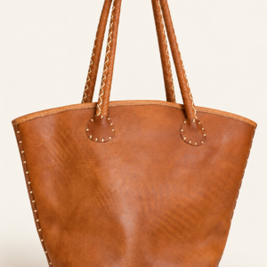Bolso capazo artesanal de cuero vacuno – Camel