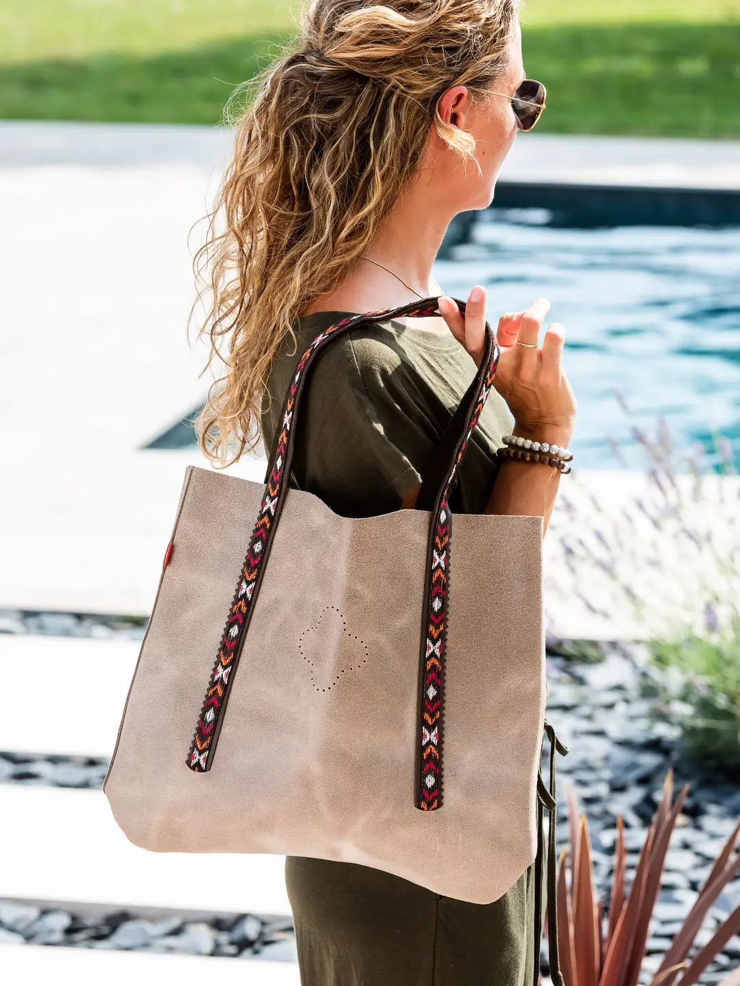 Bolso Tote Cuero Encerado Topo - Imagen 2