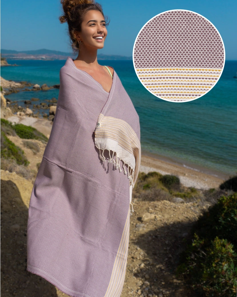 Toalla Hammam Pharao · Marrón y Amarillo