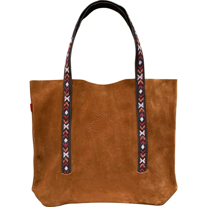 Bolso Tote Piel Ante Camel Étnico
