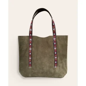 Bolso Tote Piel Ante Verde Oliva