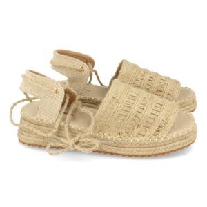 Sandalia de Yute y Rafia con Cordones