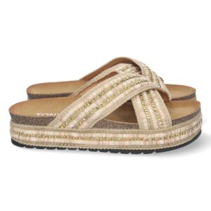 Sandalia Bio Beige con Tiras Cruzadas y Plataforma