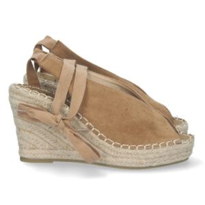 Alpargata de cuña de yute y Cordones – Taupe