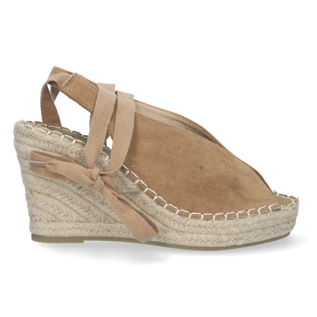 Alpargata de cuña de yute y Cordones – Taupe - Imagen 2