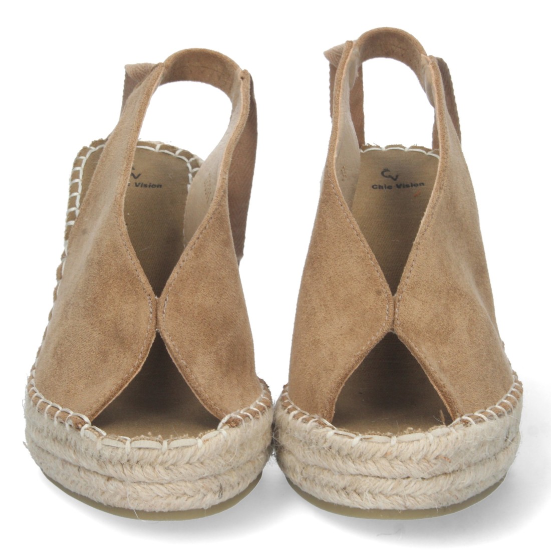 Alpargata de cuña de yute y Cordones – Taupe - Imagen 3