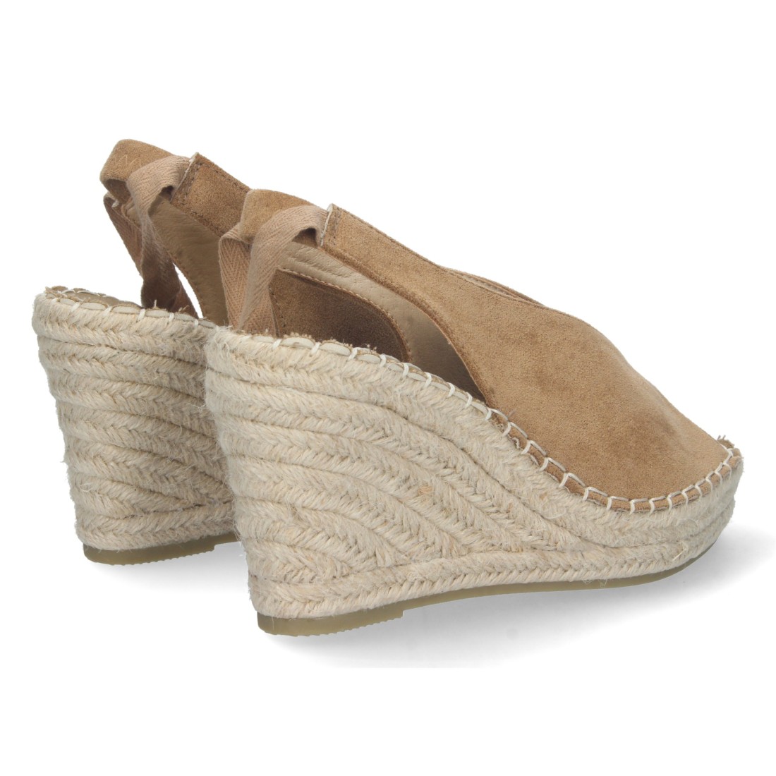 Alpargata de cuña de yute y Cordones – Taupe - Imagen 4