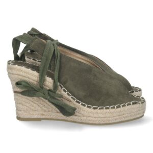 Alpargata de cuña de yute y Cordones – Verde