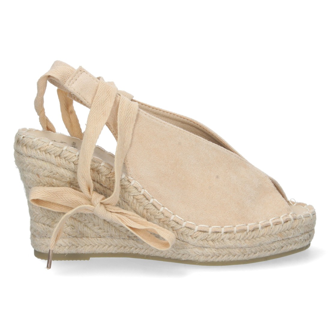 Alpargata de cuña de yute y Cordones – Beige - Imagen 2