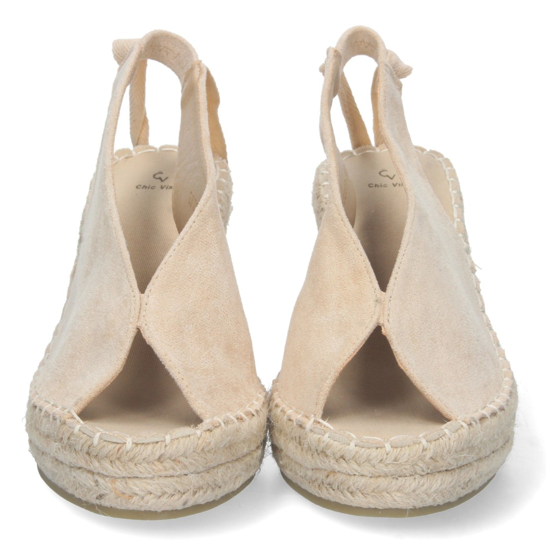 Alpargata de cuña de yute y Cordones – Beige - Imagen 3
