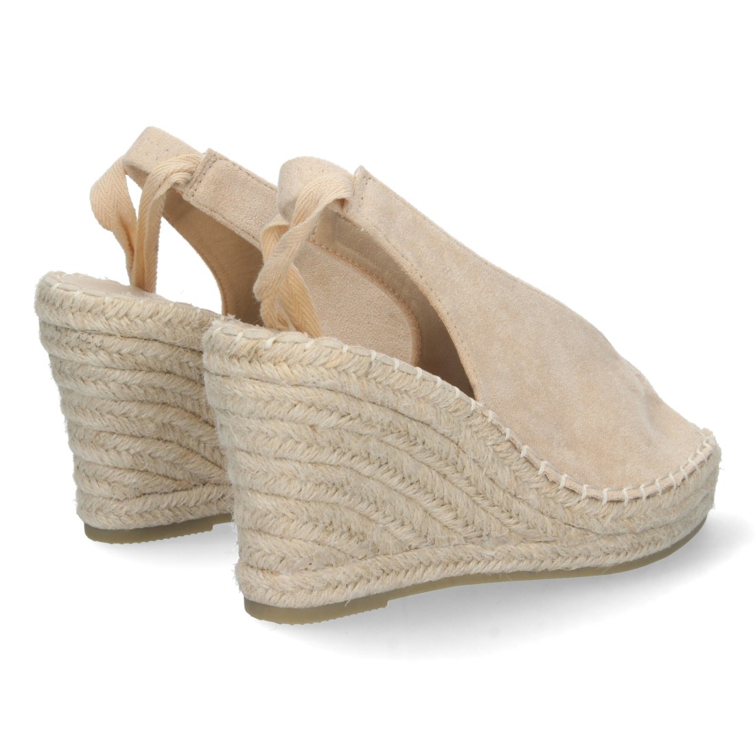 Alpargata de cuña de yute y Cordones – Beige - Imagen 4