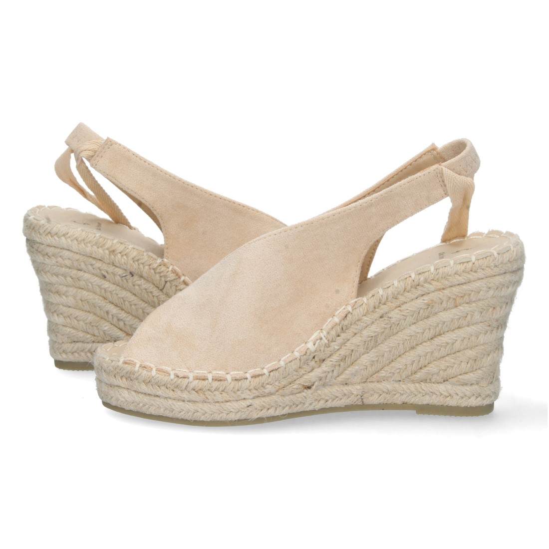 Alpargata de cuña de yute y Cordones – Beige - Imagen 5