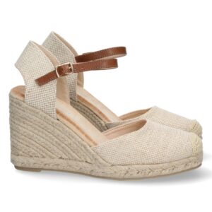 Alpargata de cuña de yute y Hebilla – Apricot