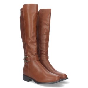 Bota Lisa de Mujer con Tacón Bajo y Cierre de Cremallera – Camel