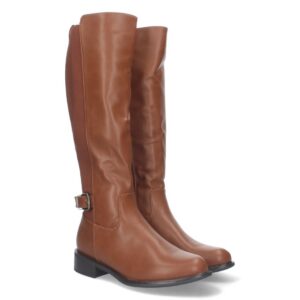 Bota Lisa de Mujer con Tacón Bajo y Cierre de Cremallera – Camel
