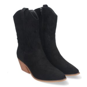Botín de Tacón Campero para Mujer, Estilo Vaquero, elegante – Negro
