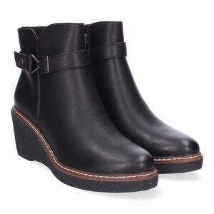 Botines de Cuña para Mujer Cómodos, Diseño Elegante con Cremallera – Negro