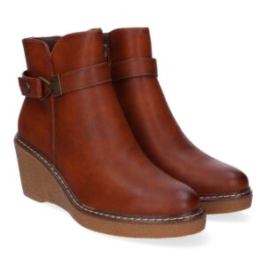 Botines de Cuña para Mujer Cómodos, Diseño Elegante con Cremallera – Cuero