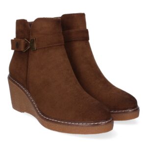 Botines de Cuña para Mujer Cómodos, Diseño Elegante con Cremallera – Taupe