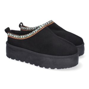 Zapato de plataforma con ribete étnico – Negro