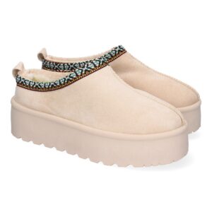 Zapato de plataforma con ribete étnico – Beige