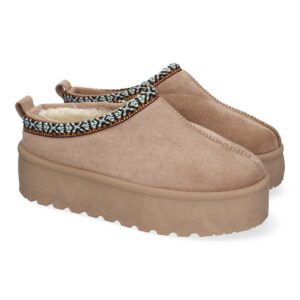 Zapato de plataforma con ribete étnico – Kaki