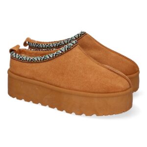 Zapato de plataforma con ribete étnico – Camel