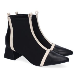 Botines de Tacón para Mujer, Cómodos Material Elástico, Elegantes – Negro