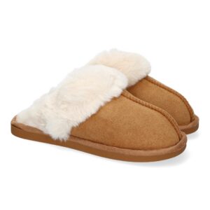 Zapatillas de Casa para Mujer, Diseño Moderno y Cómodo, Suave Forro de Pelo - Camel