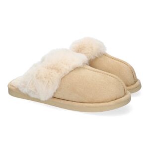 Zapatillas de Casa para Mujer, Diseño Moderno y Cómodo, Suave Forro de Pelo - Beige