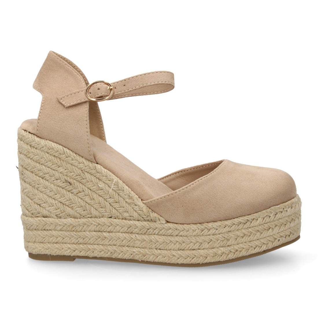 Alpargata cuña mujer talón cerrado y pulsera tobillo – Beige - Imagen 2