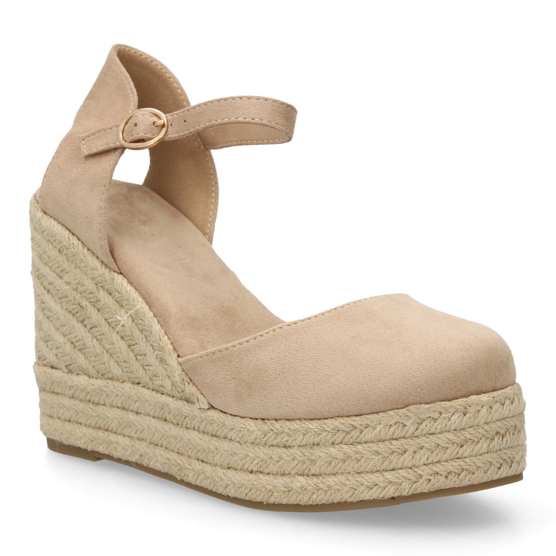 Alpargata cuña mujer talón cerrado y pulsera tobillo – Beige - Imagen 3