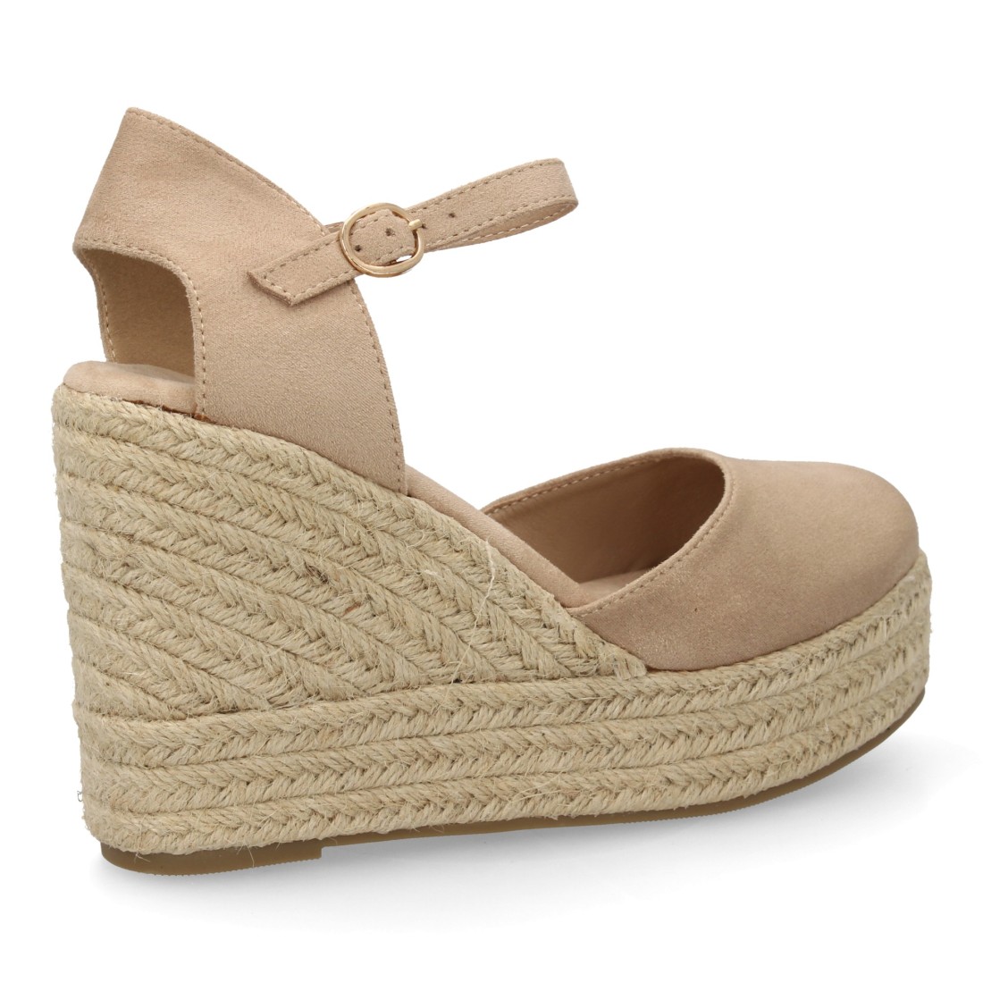 Alpargata cuña mujer talón cerrado y pulsera tobillo – Beige - Imagen 4