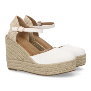 Alpargata cuña mujer talón cerrado y pulsera tobillo – Blanco