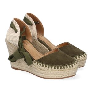 Alpargata de cuña de yute con cintas – Verde