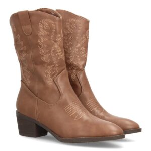 Botas cowboy bordadas de caña media – Kaki