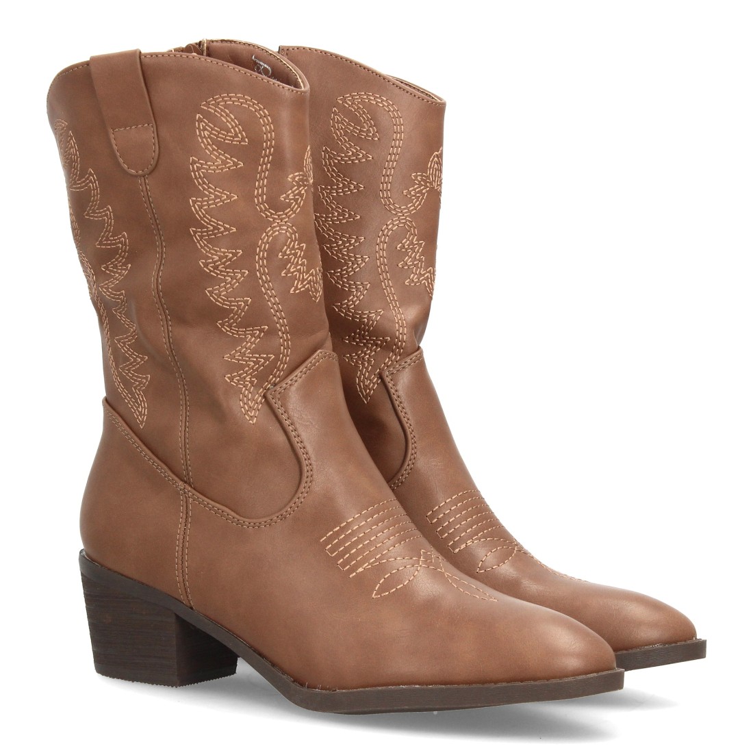 Botas cowboy bordadas de caña media – Kaki