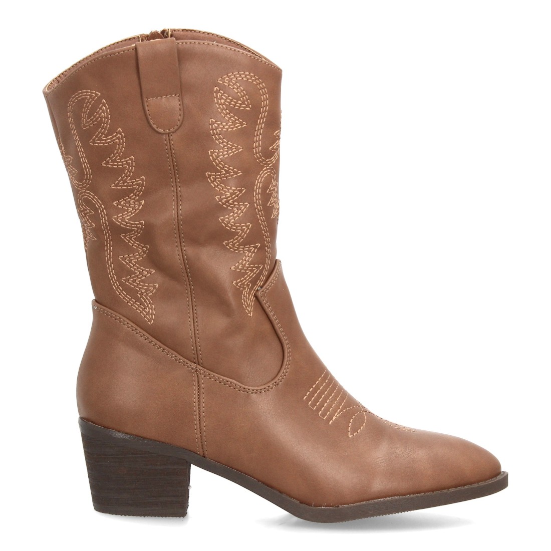 Botas cowboy bordadas de caña media – Kaki - Imagen 2