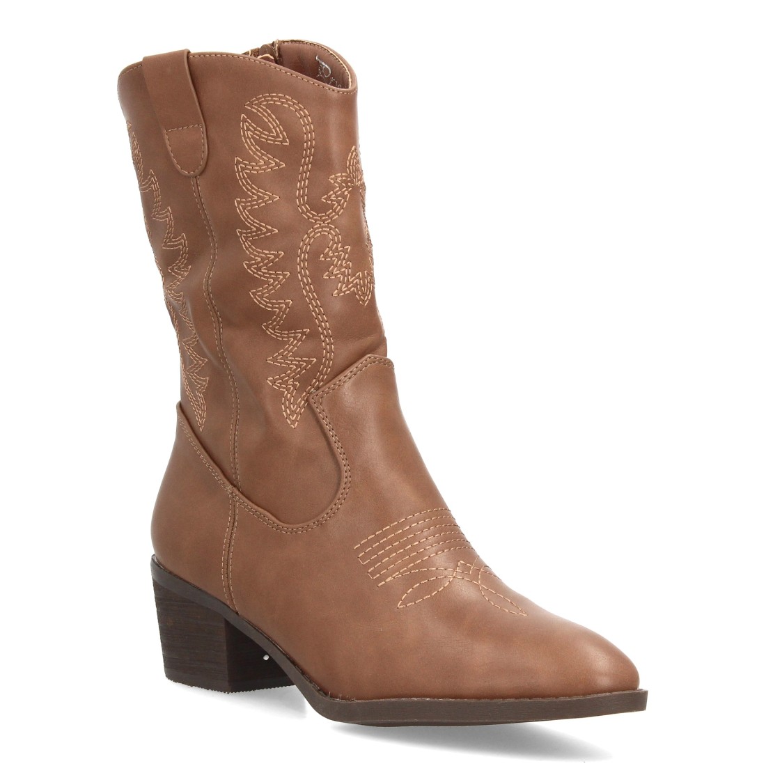 Botas cowboy bordadas de caña media – Kaki - Imagen 3