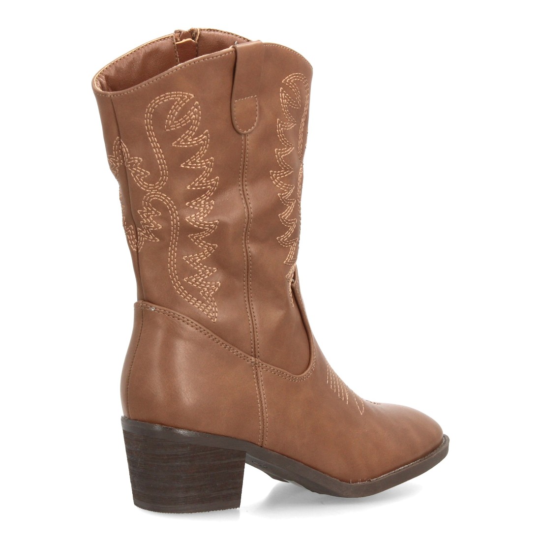 Botas cowboy bordadas de caña media – Kaki - Imagen 4