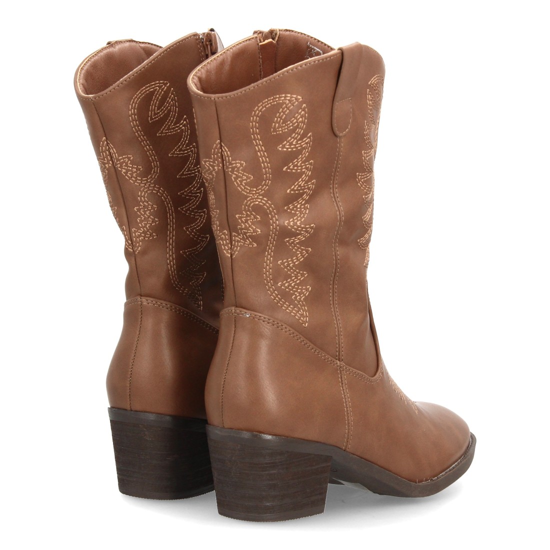 Botas cowboy bordadas de caña media – Kaki - Imagen 5