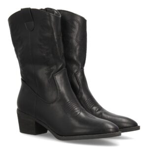 Botas cowboy bordadas de caña media - Negro