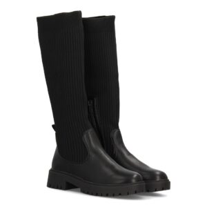 Botas altas elásticas con suela chunky - Negro