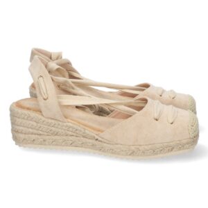 Alpargata de cuña de yute y Cordones - Beige