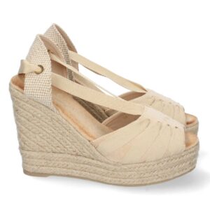 Alpargata de cuña de yute y Cordones – Apricot