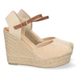 Alpargata de cuña de yute y Hebilla – Beige